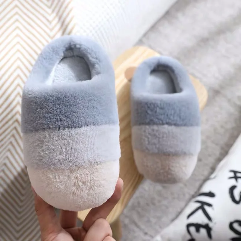 Gray Детские коралловые бархатные домашние тапочки; мягкие коралловые бархатные яркие цвета; детская зимняя домашняя обувь для мальчиков и девочек; нескользящие теплые тапочки - Цвет: Gray