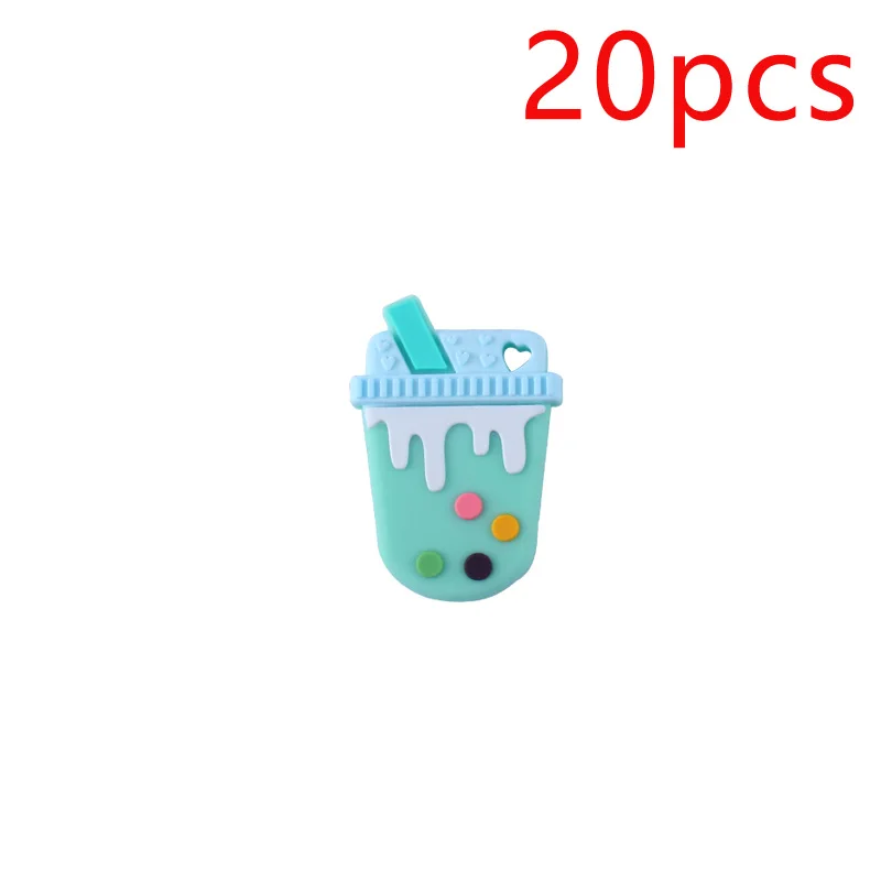 XCQGH 20 шт Детские Силиконовые Мини молочный чай Прорезыватель бусы Детские молярные свободный браслет с бусинами аксессуары - Цвет: Зеленый