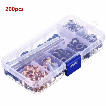 

200 Pcs/set Eyelets Grommet Metal Washer Leather Crafts Shoes Repair Tool Kit