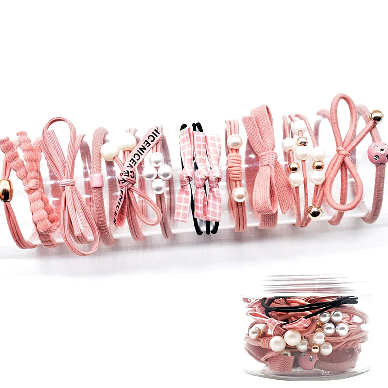 12 шт. прекрасный шнурок для волос для девочек милые розовые женские резинки для волос модные аксессуары для волос украшения красоты YN1002