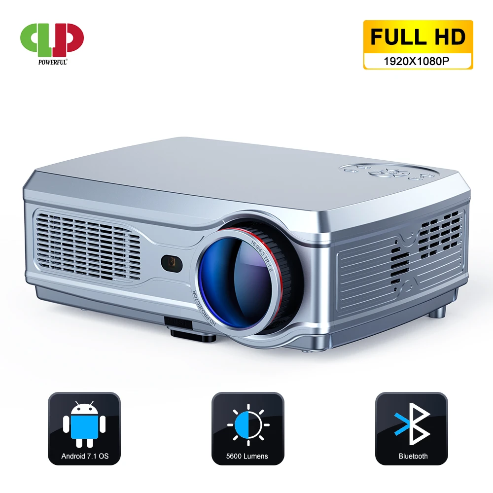 POWERFUL Full HD Projector 1920*1080P LED proyector Android 7.1(2G+16G) with Wifi Bluetooth AC3 support 4K Home Cinema Beamer projector stand