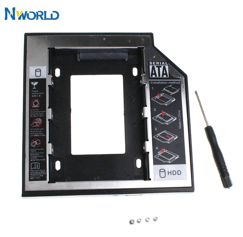 Новый Пластик Алюминий SATA 3 0 2nd HDD Caddy 12 7 мм для 2 5 &quot1 ТБ чехол SSD корпус +