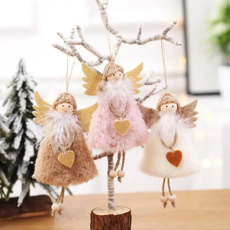 Рождественская елка Висячие Подвески украшения плюшевые перья Ангел