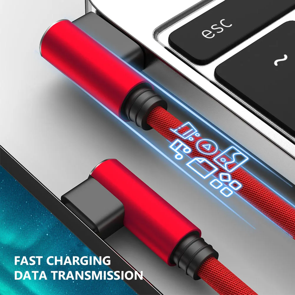 27cm 1m 1.5m 2m 3m 2A 90°double Elbow Fast Charging Micro Usb Cable High Speed For Samsung Sony Huawei Nokia PS4 Controller hdmi to iphone cable