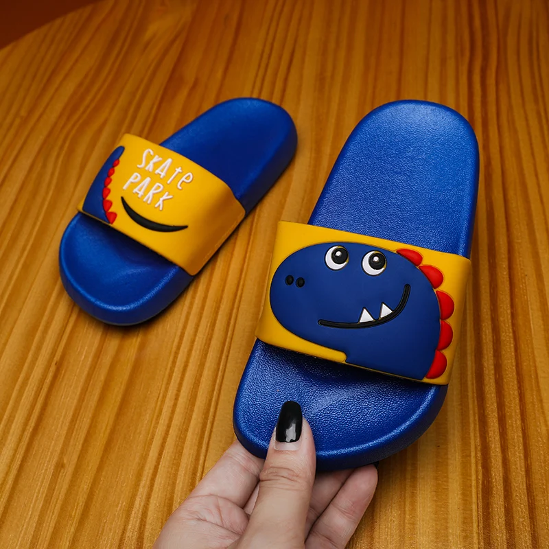 Cute Cartoon Dinosaur Children Slippers Summer No-Slip Boy Girl Children's Shoes Home Indoor Slippers Slip-On Children's Flats