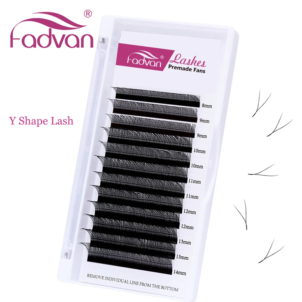 Fadvan Y Shape Eyelashes Extension YY Fake Eyelash Building Mesh Soft Faux Mink YY/VV Lashes Extension Split Tip Makeup Supplies