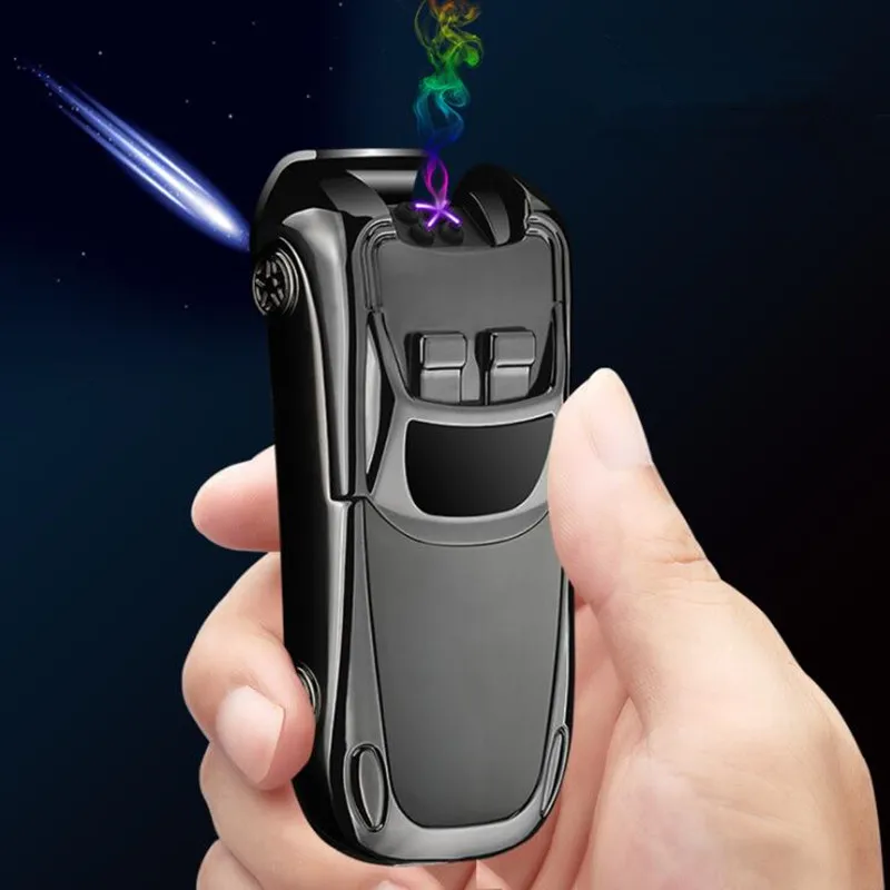 USB меняющаяся ветрозащитная беспламенная Зажигалка для сигар двойная дуга сенсорная Зажигалка Электронная зажигалка спортивная модель автомобиля зажигалки