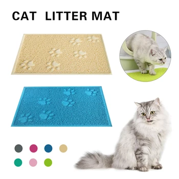 

Non-slip Pet Cat Litter Mat Car Pads Waterproof Cleaning Mats Cute Paws Printed Pad Food Feed Placement Pads Cats Accessories