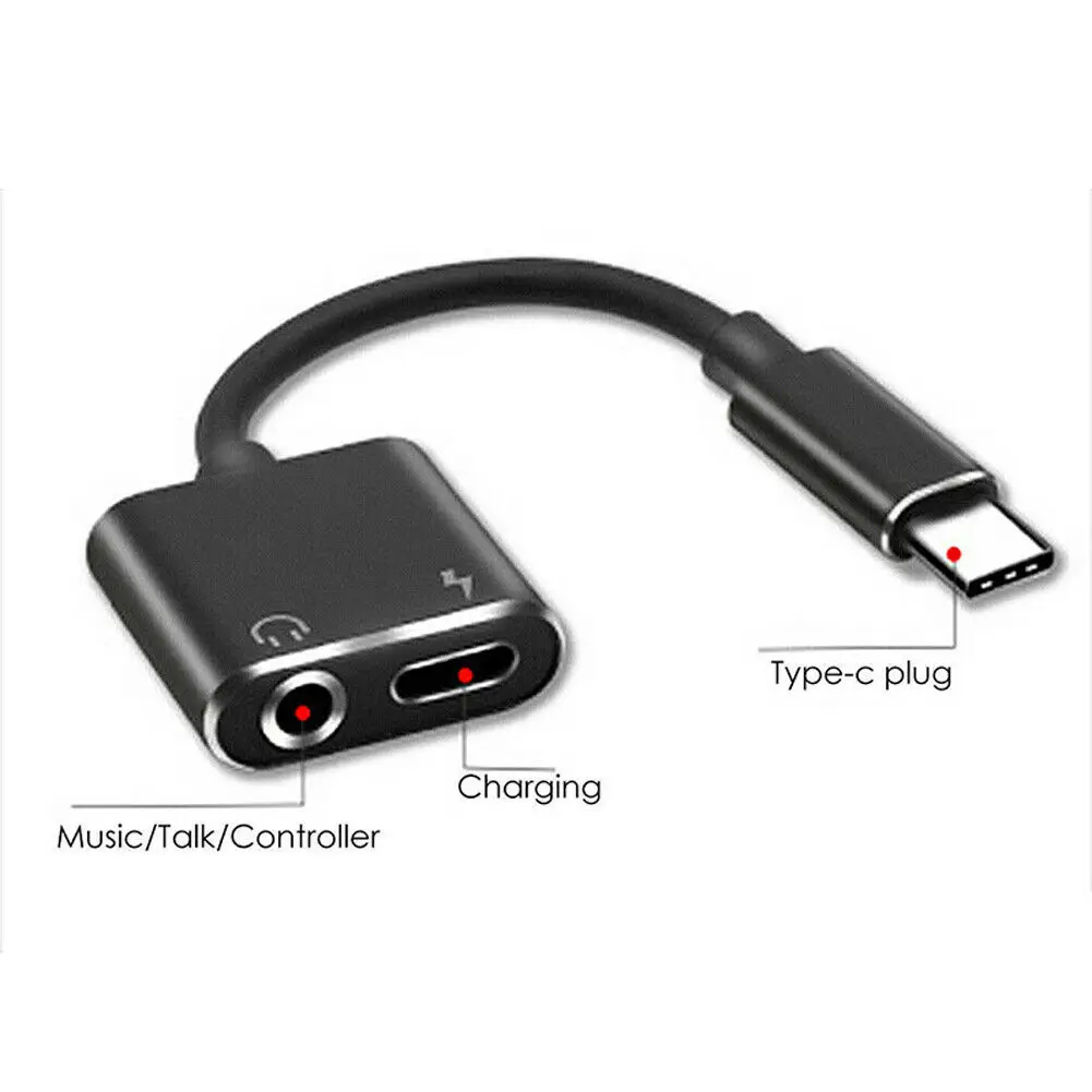 Адаптер для зарядки и наушников 2 в 1 тип-c до 3,5 мм с головкой Aux аудио USB C кабель