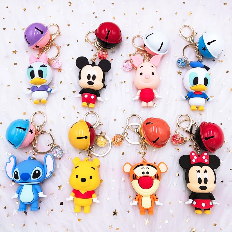 

Cute Mickey Stitch Duck Anime Key Chain Doll Key Ring Bell Keyring Fashion Jewelry Key Chain Keyholder Birthday Gifts Unisex