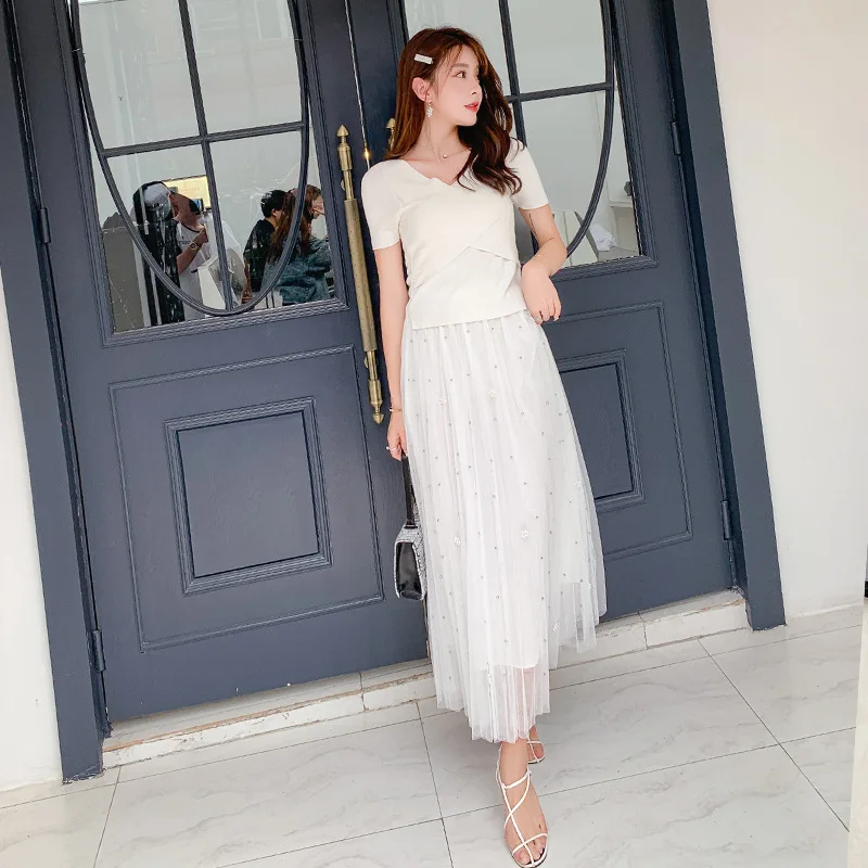 

Very Fairy of France Non-mainstream Dress Women's 2019 Spring And Summer New Style Elegant French Gauze Skirt Suit Two-Piece Set