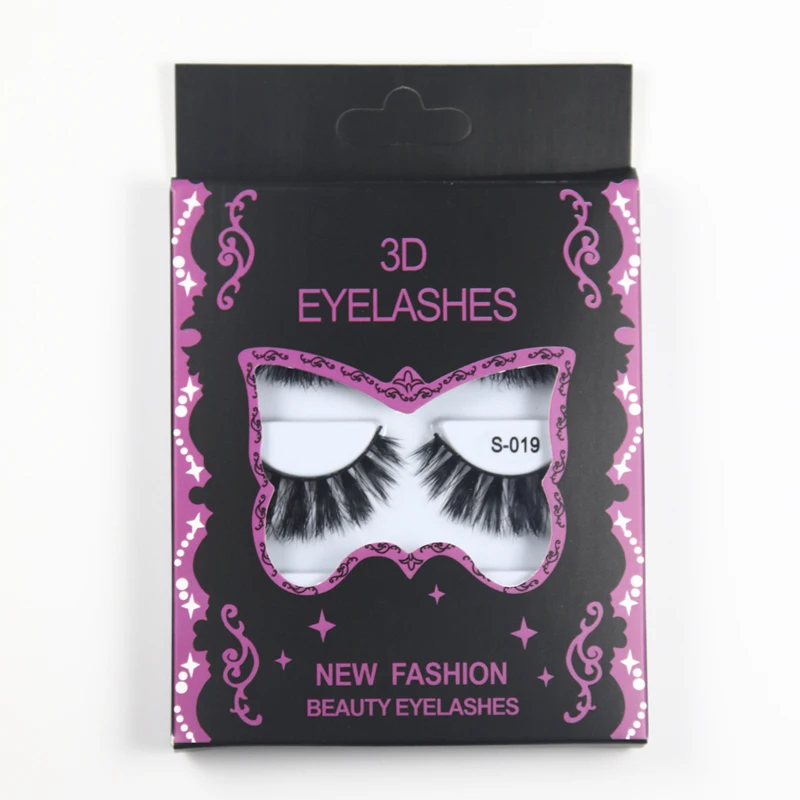 Three pairs of 3-D mink pseudo-eyelashes with 18 mm length, dense and slender long eyelashes s018-019 series, fashionable young