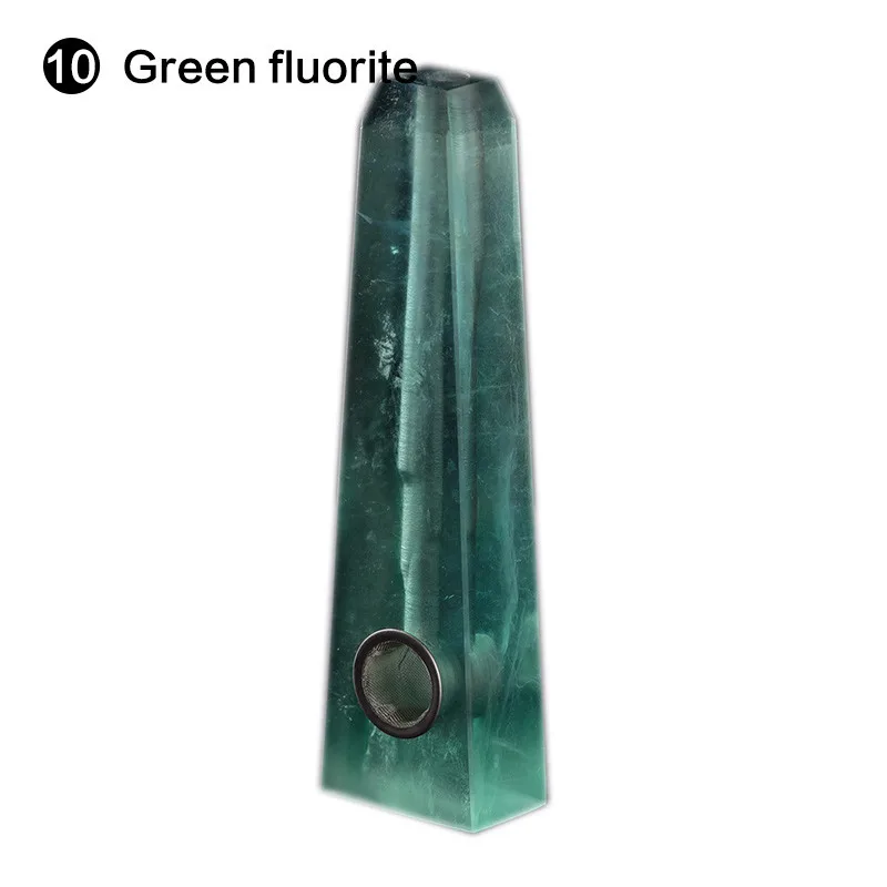 Runyangshi натуральный хрусталь камень smokey труба с плоской головкой кристаллическая трубка курительная табачная трубка точка мундштук для сигареты - Цвет: Green fluorite