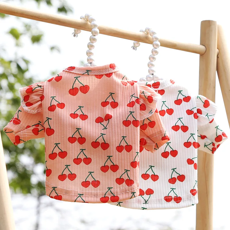 Ropa para perro pequeña, osito cachorro de Pomerania, gatito, gato, talla 4, estilo cereza, primavera y verano