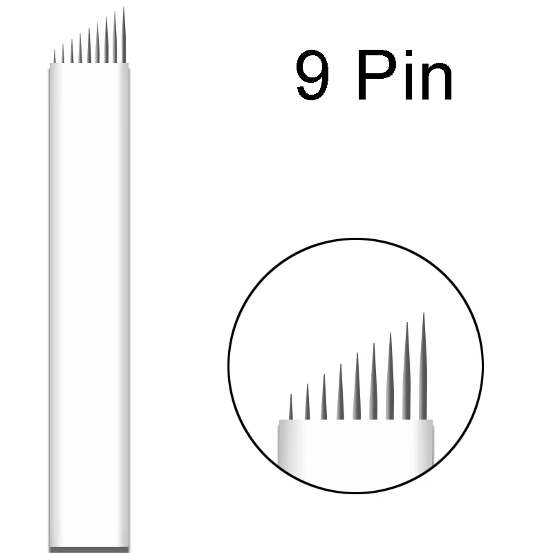 9pin 0,25 мм 500 шт. игла для микроблейдинга 12 Pin Lamina Tebori 12 Flex Microblading 12 коническая плоская постоянная принадлежности для макияжа - Габаритные размеры: 9pin