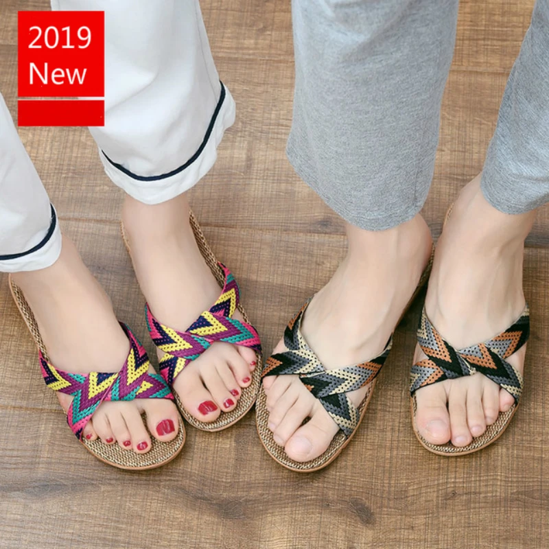 Summer Indoor Flax Home Slippers 2020 New Women Men 35-45 Large Size Slapping Beach Flip Flops Non-slip Unisex Family Slippers Summer Indoor Flax Home Slippers 2020 New Women Men 35-45 Large Size Slapping Beach Flip Flops Non-slip Unisex Family Slippers