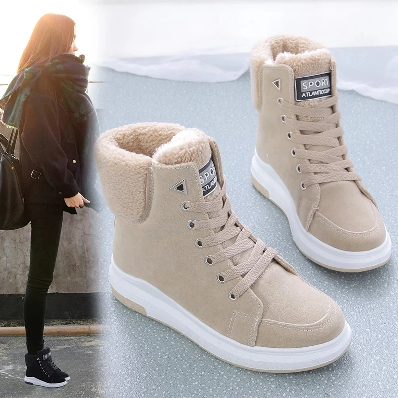 2021 mujeres invierno Botas para la nieve Botas Mujer Botas Duantong caliente planos de encaje con las mujeres Zapatos de marea Botas Mujer gran oferta Botas de Mujer