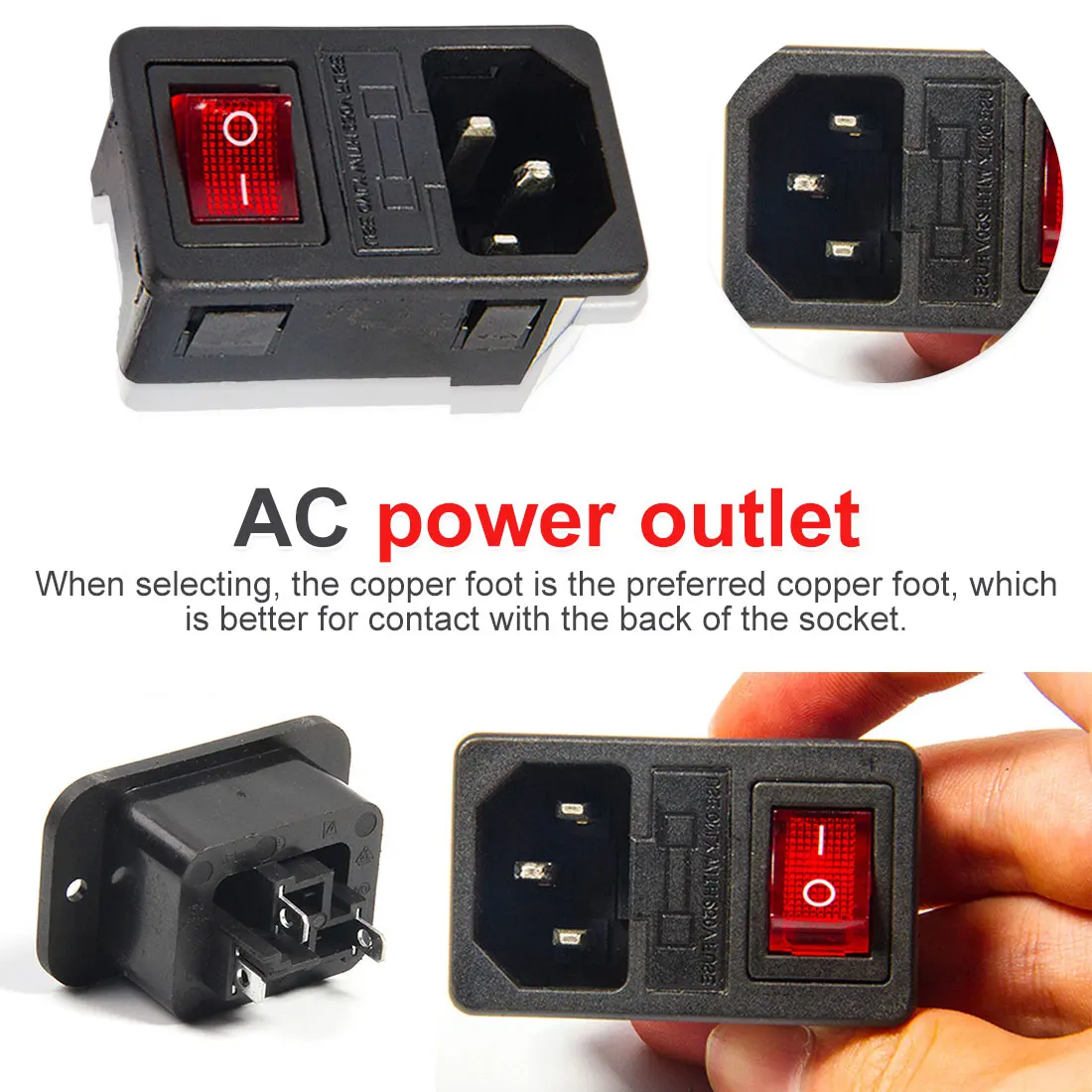 IEC 320 C14 Inlet Power Socket Fuse Switch Power socket red light power rocker switch connector plug power socket