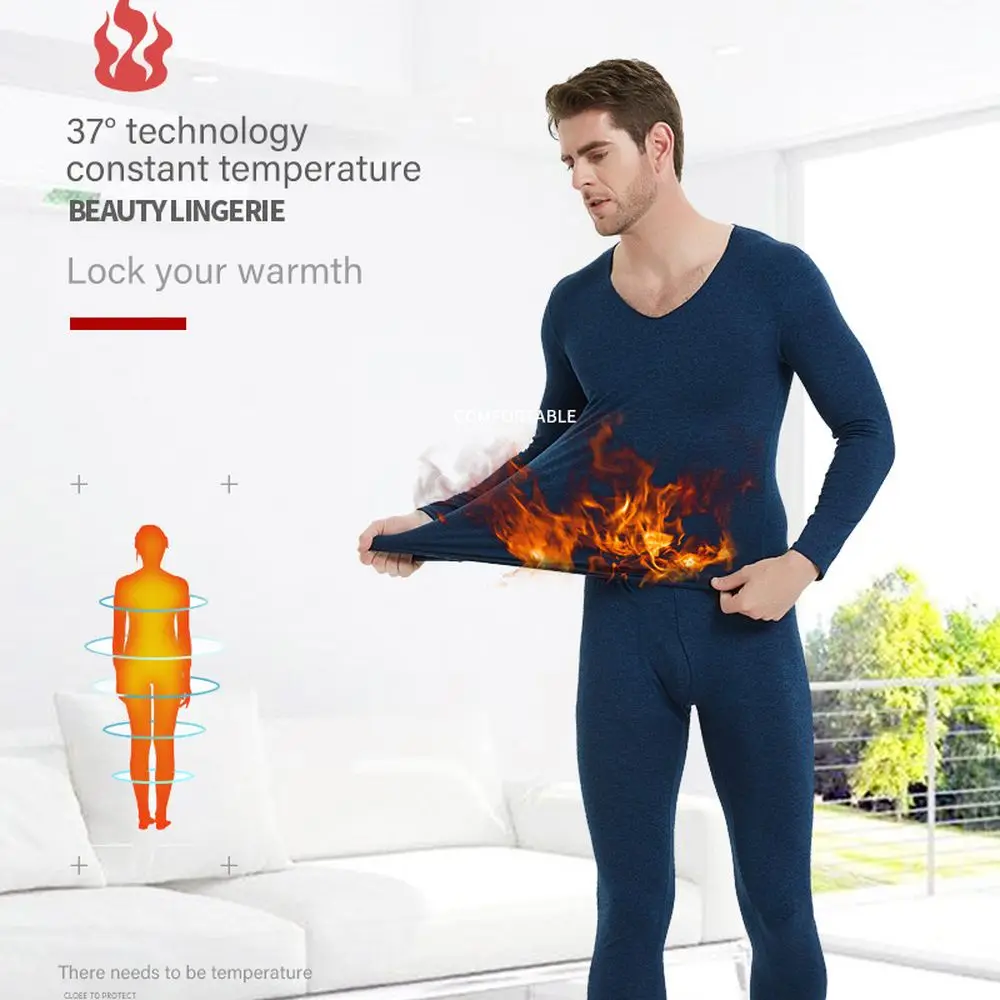 Thermal Underwear Men's Warm Velvet Thin Long Johns Keep Warm For Russian Men Thick Thermal Clothing Thick Warm Thermal T-shirts