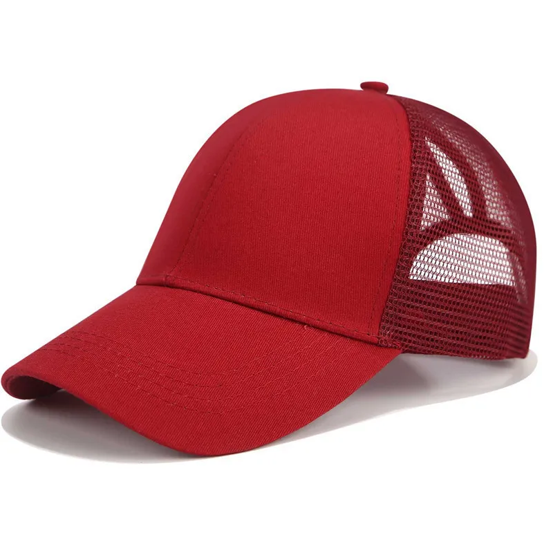 Women Ponytail Baseball Cap Snapback Adjustable Ponytail Gorras Casquette Summer Sunhat Mesh Trucker Hat Casquette Femm red baseball cap Baseball Caps