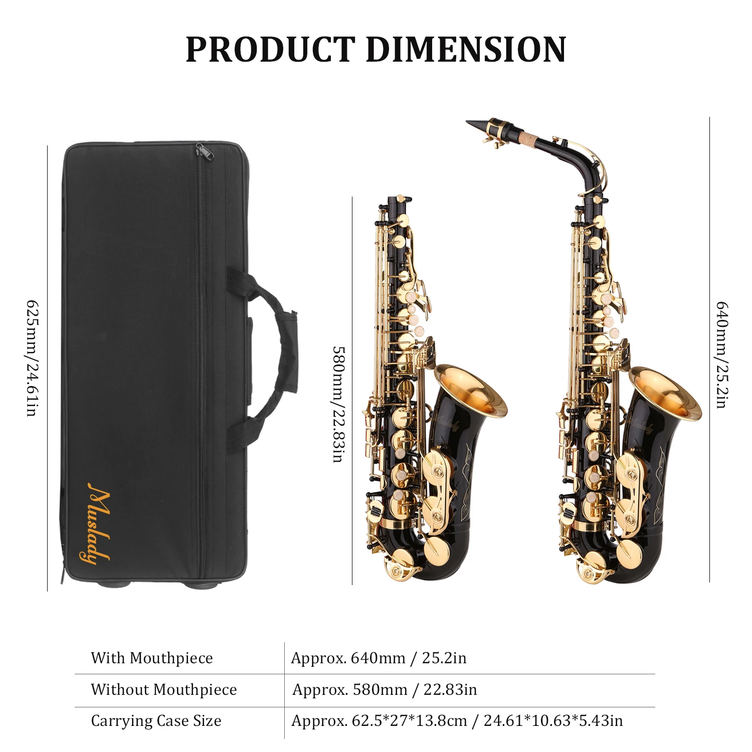 Muslady Black Paint E-flat Sax for Beginner Student Intermediate Player Brass Eb Alto Saxophone with Mouthpiece Carrying Case saxophone musical instrument saxophone parts accessories