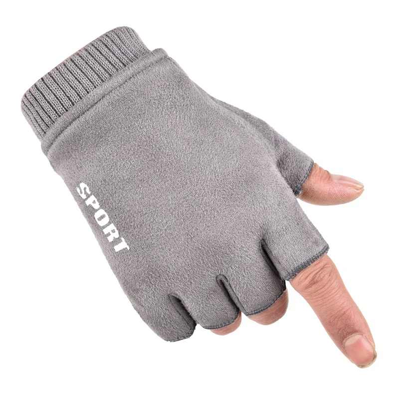 Зимние замшевые перчатки без пальцев для мужчин, перчатки без пальцев