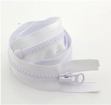 Meetee 2pcs 60-500cm 8# Double/Single Sliders Resin Zipper Open-End Auto Lock Zip DIY Down Jacket Tent Sewing Costume Accessory ZA138-SingleWhite