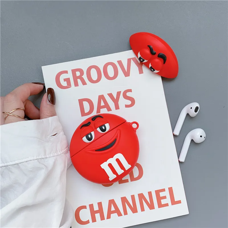 

3D Cute Cartoon M&M.s Milk Chocolate Beans Headphone Cases For Apple AirPods 1/2 Silicone Protection Earphone Skin Accessories