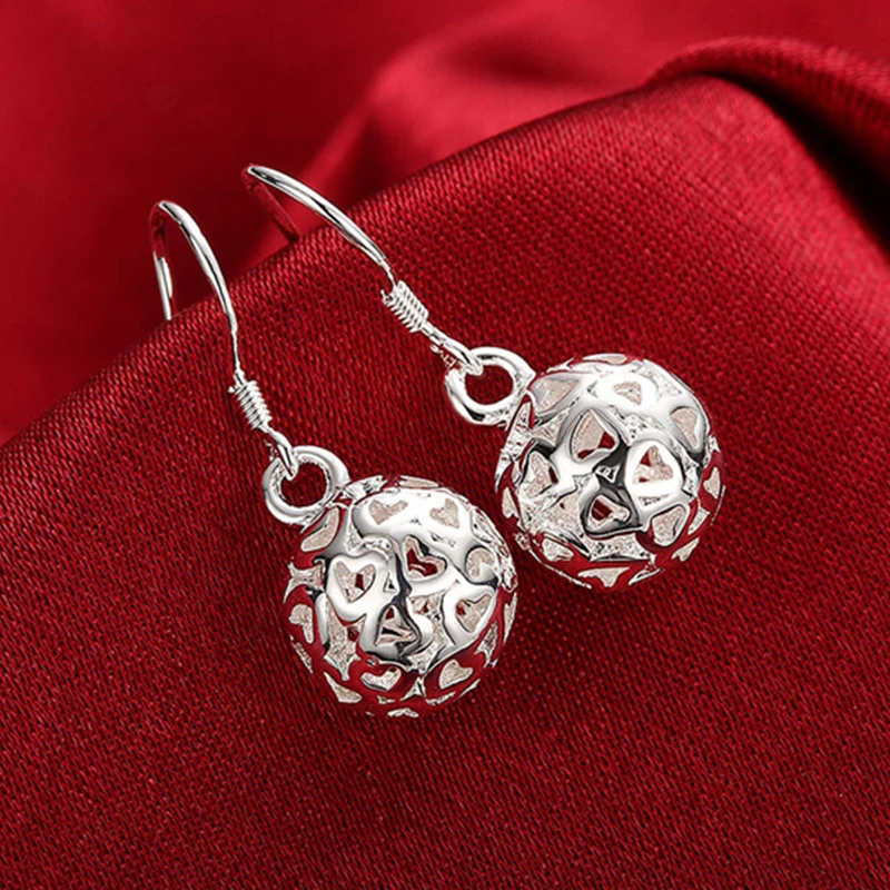 Aravant 925 Silver Jewelry Set Tassel Balls Drop Earrings Necklaces for Women Wedding Jewelry