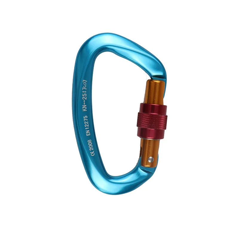 New 25KN Lock Catch Carabiner Rock Climbing Hook Clip D-Shaped Ring Aluminum