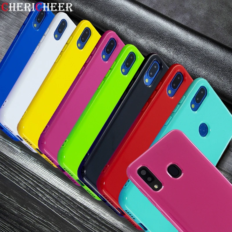 Блестящий цветной силиконовый гелевый Чехол для samsung A20 A20S A20E блестящий мягкий