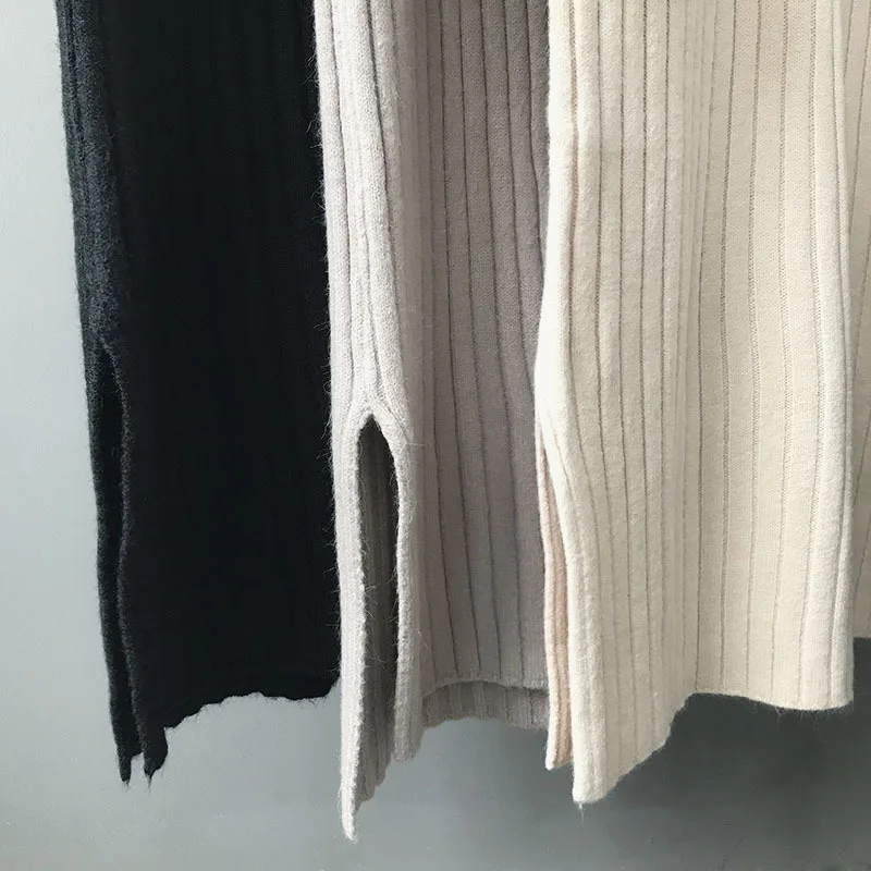 2019 new sweater half-high collar sweater women loose straight women sweater wool knit long sweaters dress winter sweater