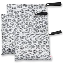 Sac à couches pour bébé avec fermeture éclair, imperméable, réutilisable et lavable, 3 pièces