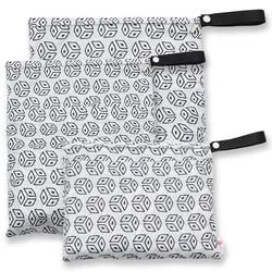 Sac à couches pour bébé avec fermeture éclair, imperméable, réutilisable et lavable, 3 pièces 