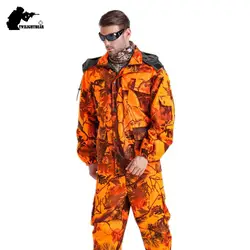 Outdoor Bionic Camoouflage Safari Suit Oversized Waterproof Orange BirdWatching Clothes Set Hunting Ghillie Suit 4XL AF121