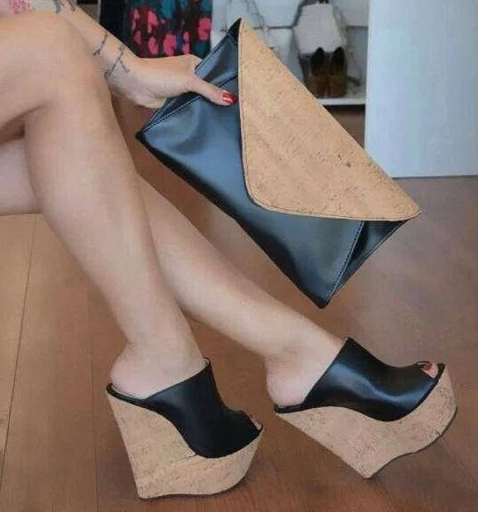 Белые пробковые женские босоножки на платформе танкетке с открытым носком