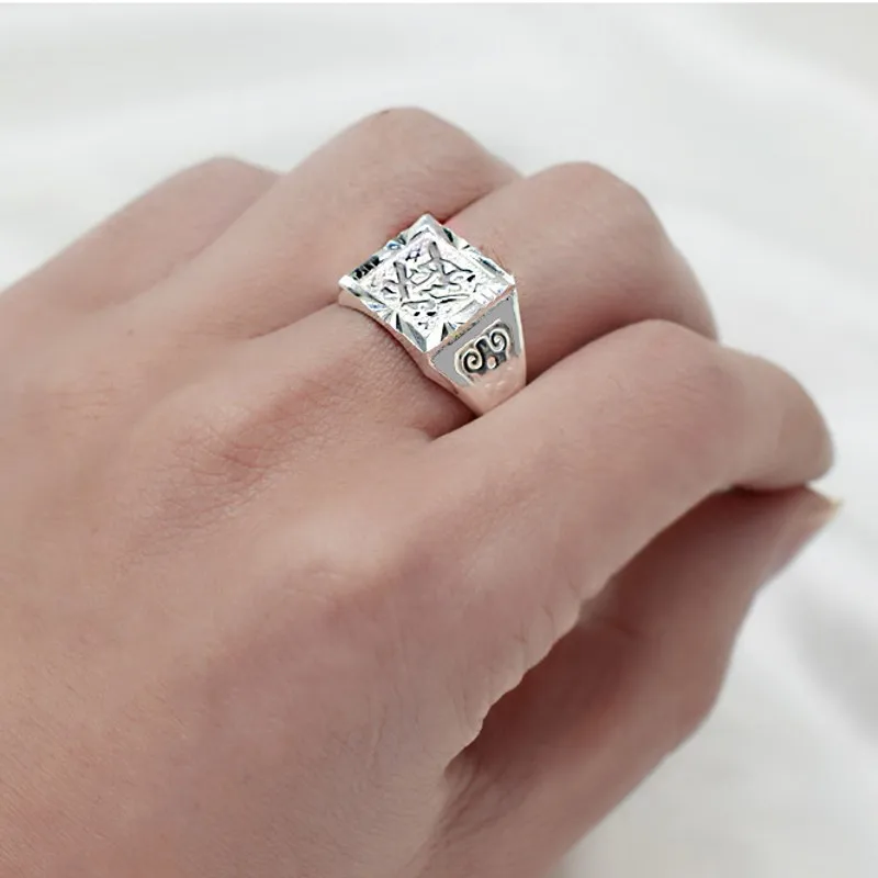 S990 Серебряное кольцо, мужское регулируемое серебряное кольцо, серебряное кольцо, мужское серебряное кольцо