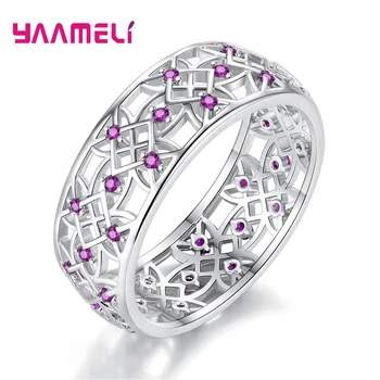 

Colors Exquisite Austria Cubic Zirconia Hollow Geometric 925 Sterling Silver Rings For Women Elegant Fresh Jewelry Free Shipping