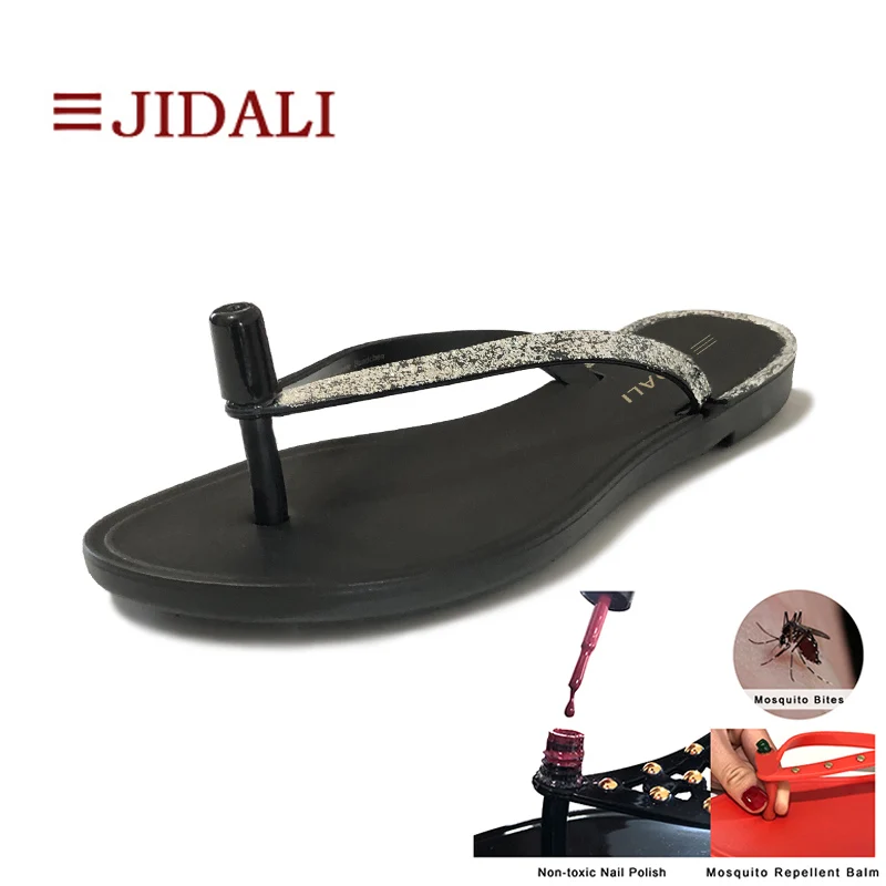 JIDALI/Модная обувь; женские шлепанцы; нетоксичный лак для ногтей или Противомоскитный бальзам; Летние блестящие сандалии из пвх; размеры 36-39 - Цвет: Non-toxic NailPolish