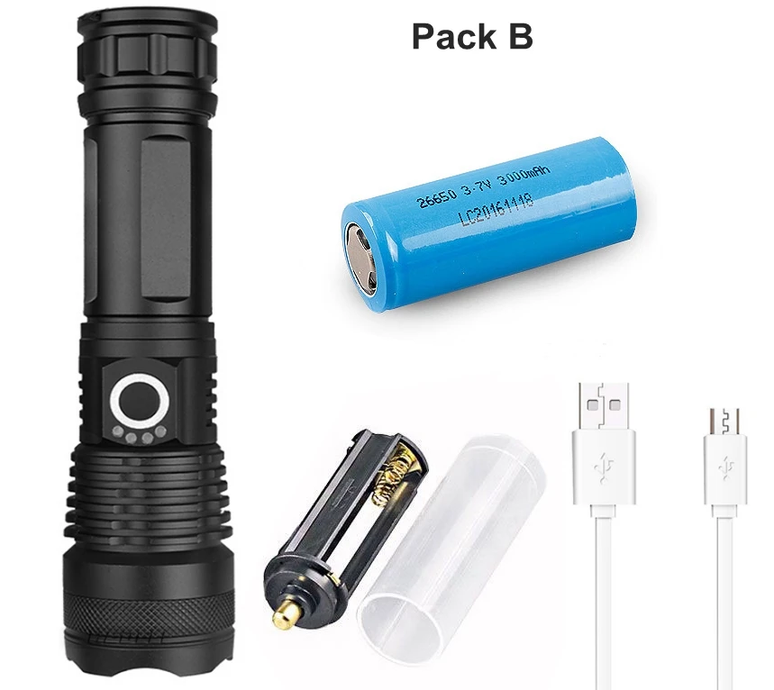 B TOPCOM XHP 50 светодиодный USB Перезаряжаемый 26650 индикатор батареи Zoom тактический фонарик для кемпинга, рыбалки, охоты фонарь - Испускаемый цвет: B