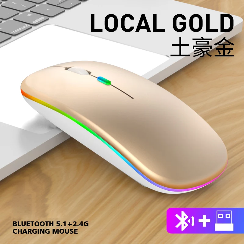 Mouse Wirelesss Bluetooth 2 In 1 Wireless Dual Mode Optical Mouse 2.4G Mouse Ergonomic Portable Rechargeable Mice For laptop