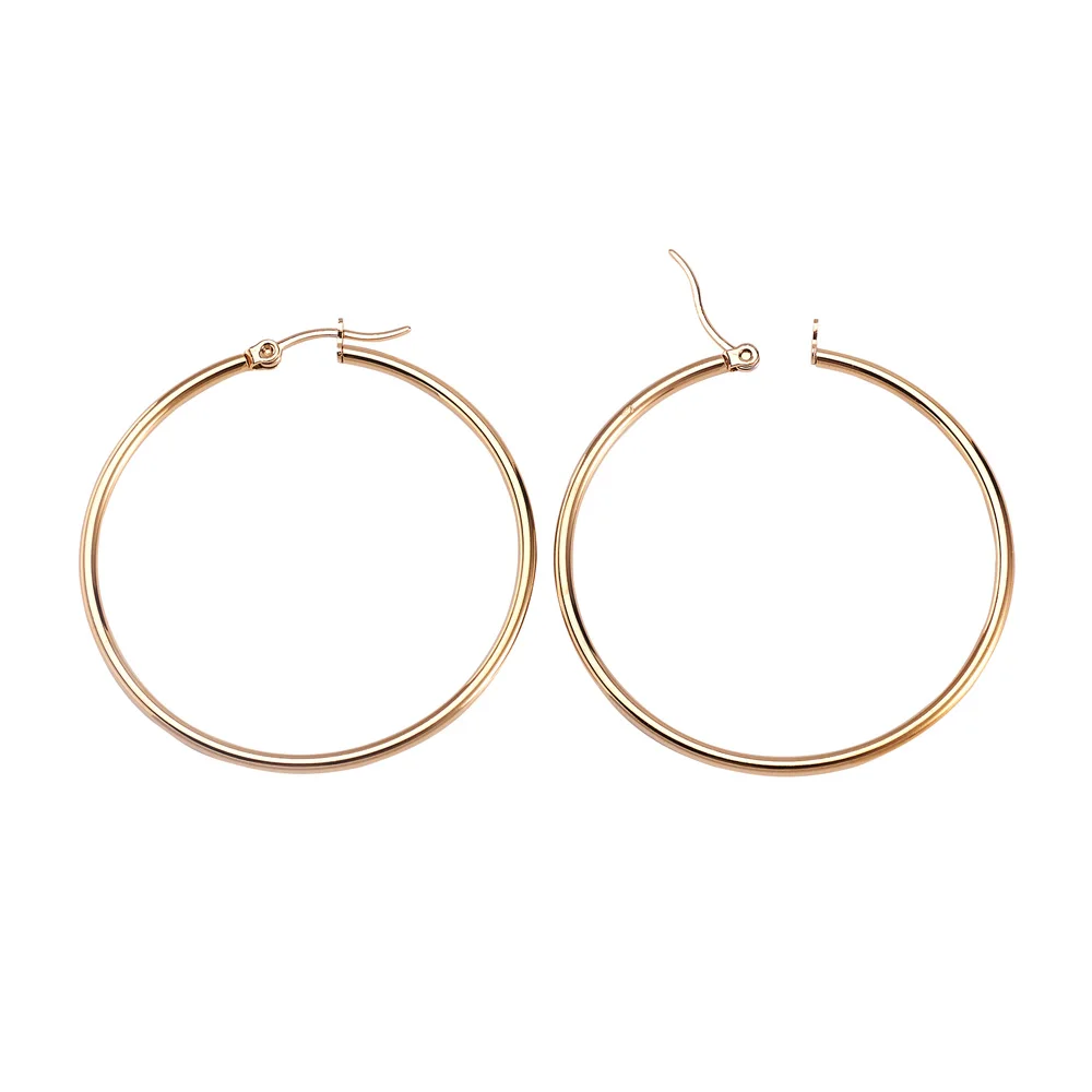 10 Pairs 304 Stainless Steel Hoop Earrings Big Flat Round Earrings for Women jewelry Gifts Decor Ear Accessories