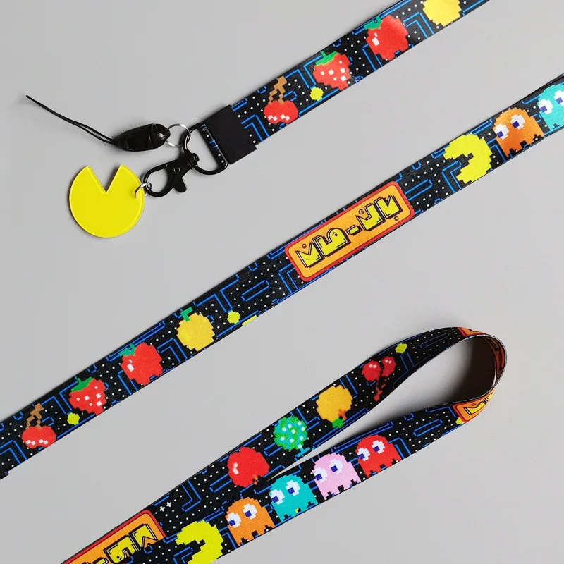 1 Set Game Cartoon Bean Keychain Tags Strap Neck Lanyard for Key ID Card Pass Gym Phone USB Badge Holder DIY Hang Rope