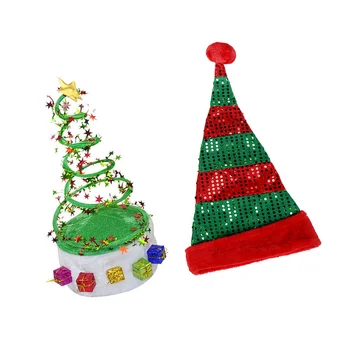 

2pcs Christmas Hat Funny Interesting Cosplay Cap Spring Hat Stage Performance Hat for Christamas Party Holiday