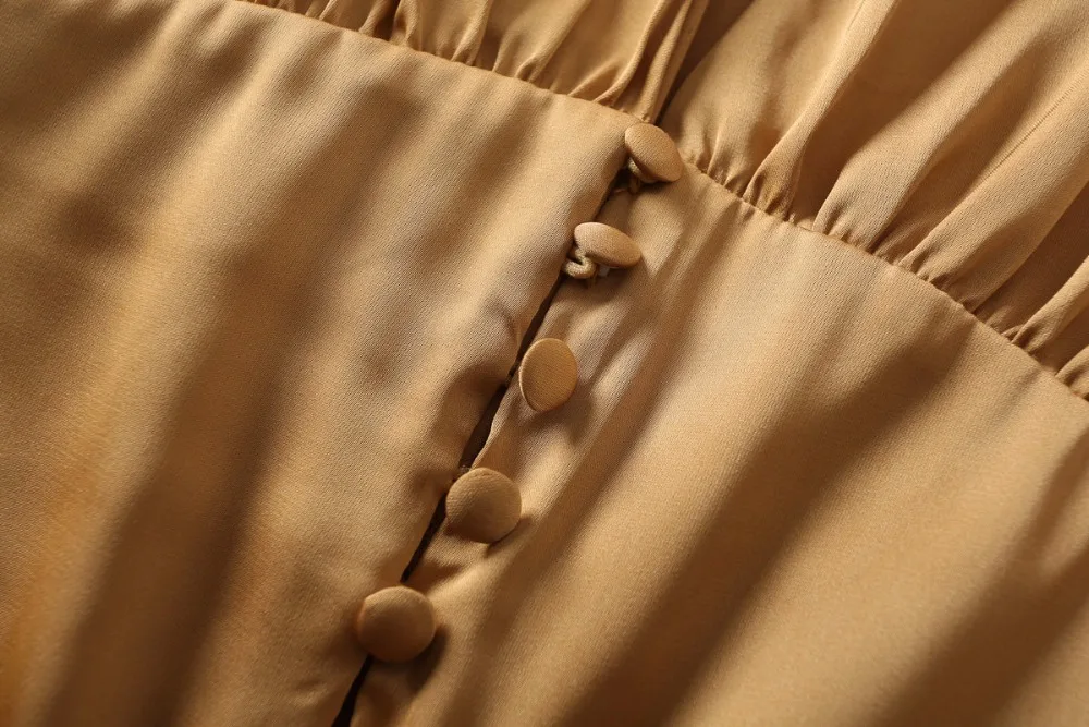 Bazaleas Chic Like Silk глубокий v-образный вырез женский укороченный топ Желтые атласные блузки с рукавом-фонариком сексуальные центральные значки обрезанная блузка
