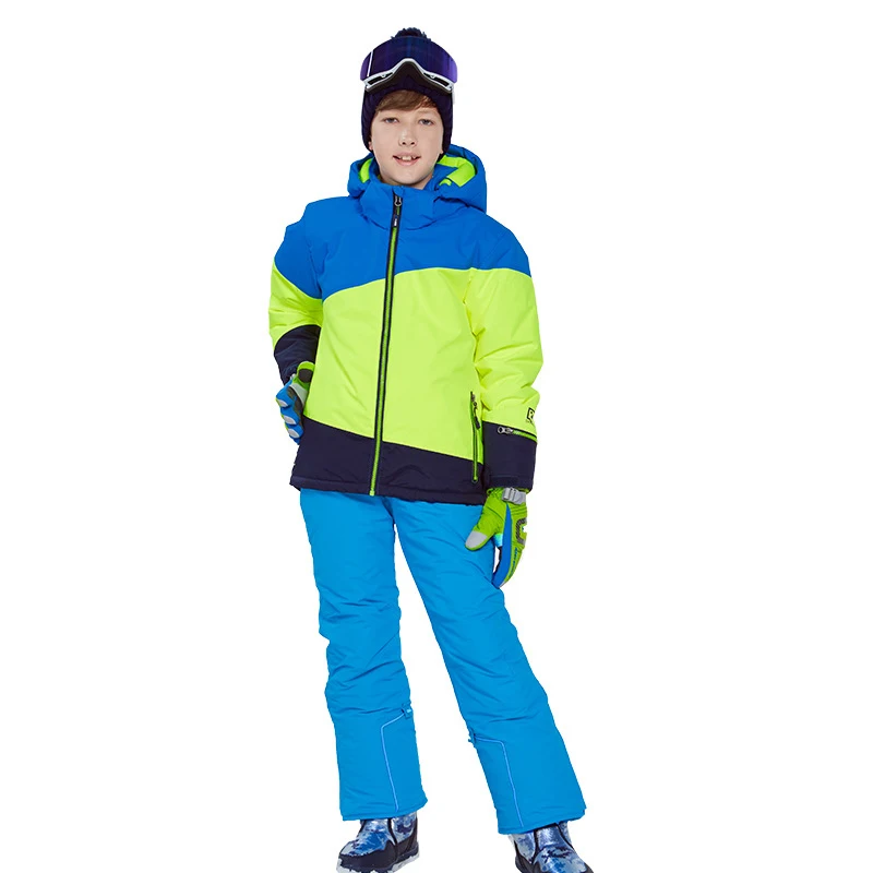 Compressed Winter Outdoor Ski Suit Set For Kids Floral Jacket And Solid Trousers 
