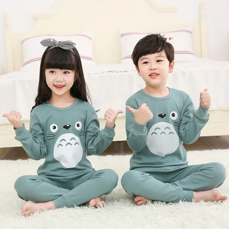 nightgowns and robes	 Autumn Kids Boy Pajamas Sets Girl Sleepwear Children Pijama Top Pants Full Sleeve 2 Piece 100% Cotton Striped Teenage Night Wear christmas pajama sets Sleepwear & Robes