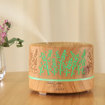 

New-700ml Wheat Aromatherapy Humidifier Creative Wood Grain Mute Colorful Hollow out Aromatherapy Machine
