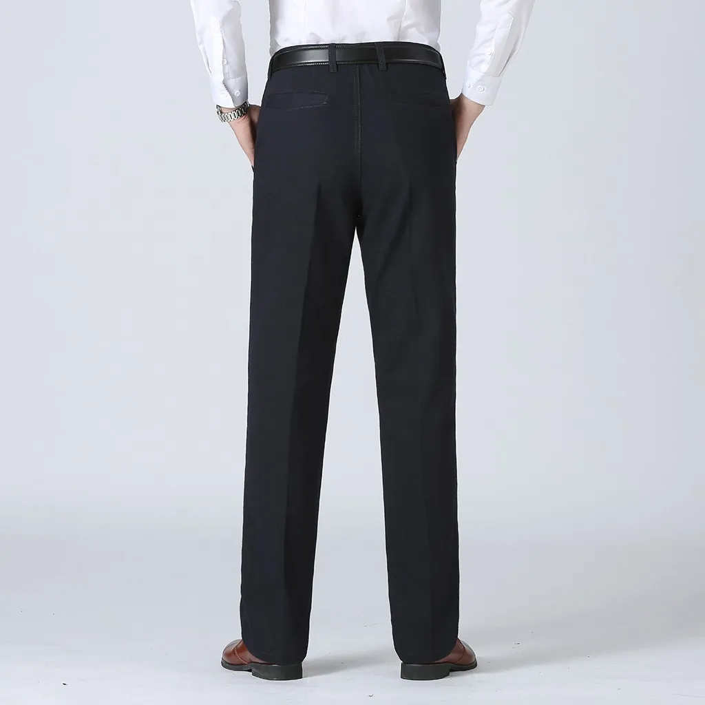 Мужские весенне-осенние модные деловые повседневные длинные брюки мужские эластичные прямые формальные брюки большого размера мужские
