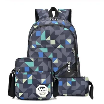 

3pcs waterproof oxford fabric boys school bags backpack for teenagers pencil case blue book bag boy shoulder schoolbag